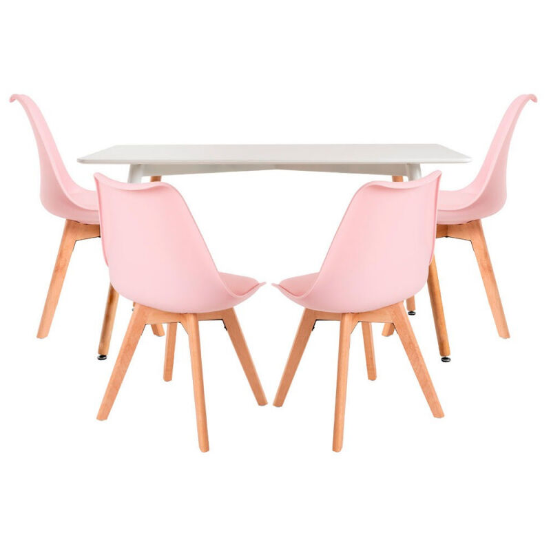 

Conjuntos - Conjunto Mesa Tower Rectangular 120 x 80 cm Blanca y Pack 4 Sillas Synk Basic - Rosa