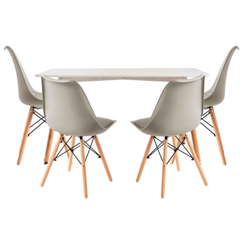 

Conjuntos - Conjunto Mesa Tower Rectangular 120 x 80 cm Blanca y Pack 4 Sillas Tilsen - Gris oscuro