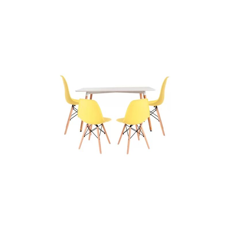 

Conjuntos - Conjunto Mesa Tower Rectangular 120 x 80 cm Blanca y Pack 4 Sillas Tower Basic - Amarillo