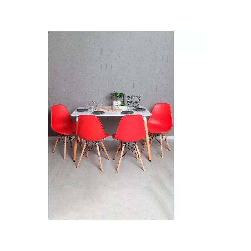 

Conjuntos - Conjunto Mesa Tower Rectangular 120 x 80 cm Blanca y Pack 4 Sillas Tower Basic - Rojo