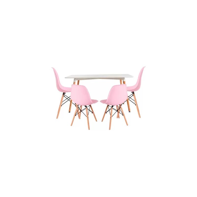 

Conjuntos - Conjunto Mesa Tower Rectangular 120 x 80 cm Blanca y Pack 4 Sillas Tower Basic - Rosa