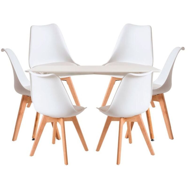 

Conjuntos - Conjunto Mesa Tower Rectangular 120 x 80 cm Blanca y Pack 6 Sillas Synk Basic - Blanco