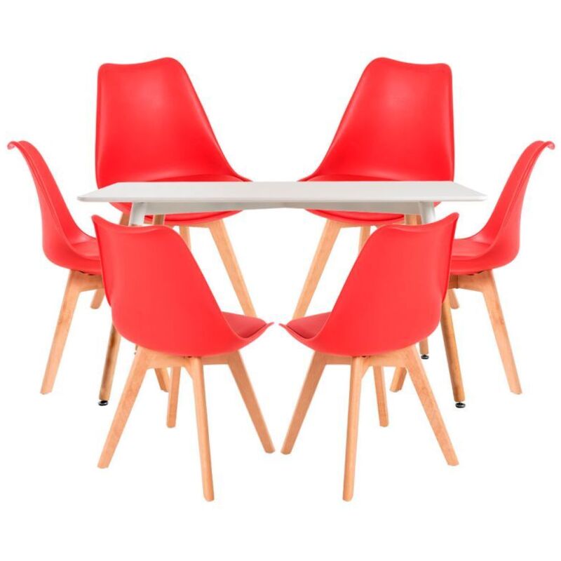 

Conjuntos - Conjunto Mesa Tower Rectangular 120 x 80 cm Blanca y Pack 6 Sillas Synk Basic - Rojo