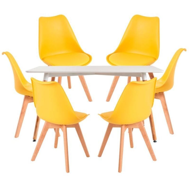 

Conjuntos - Conjunto Mesa Tower Rectangular 120 x 80 cm Blanca y Pack 6 Sillas Synk Basic - Amarillo