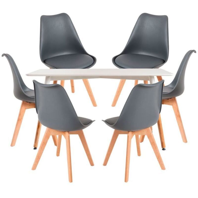 

Conjuntos - Conjunto Mesa Tower Rectangular 120 x 80 cm Blanca y Pack 6 Sillas Synk Basic - Gris