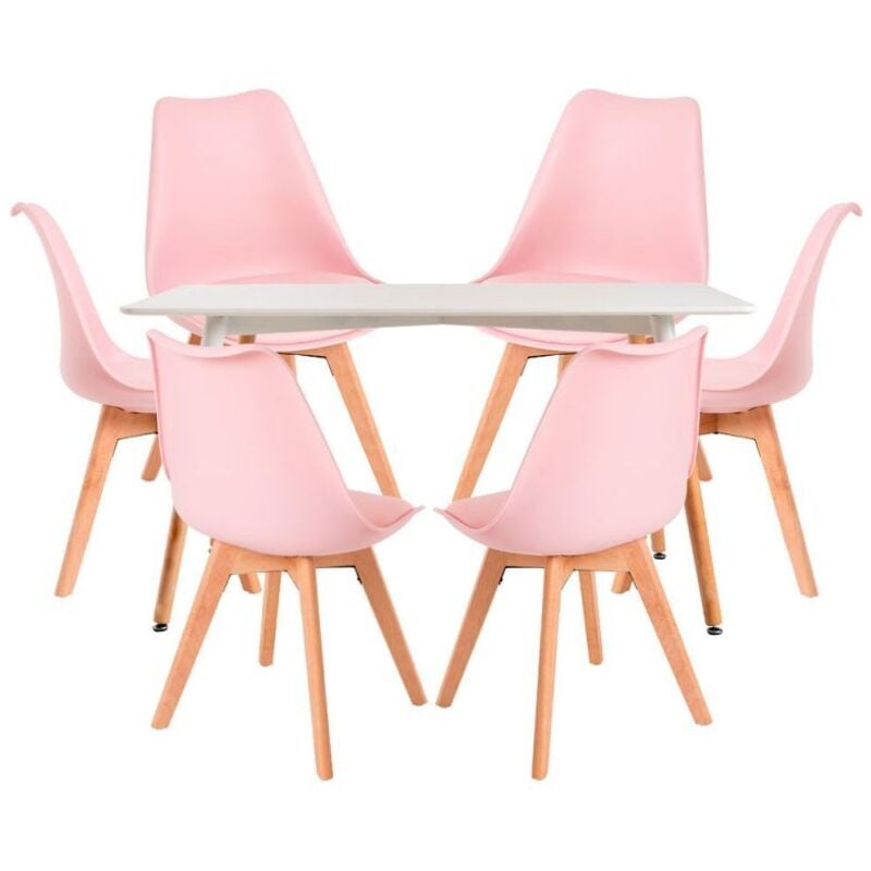 

Conjuntos - Conjunto Mesa Tower Rectangular 120 x 80 cm Blanca y Pack 6 Sillas Synk Basic - Rosa
