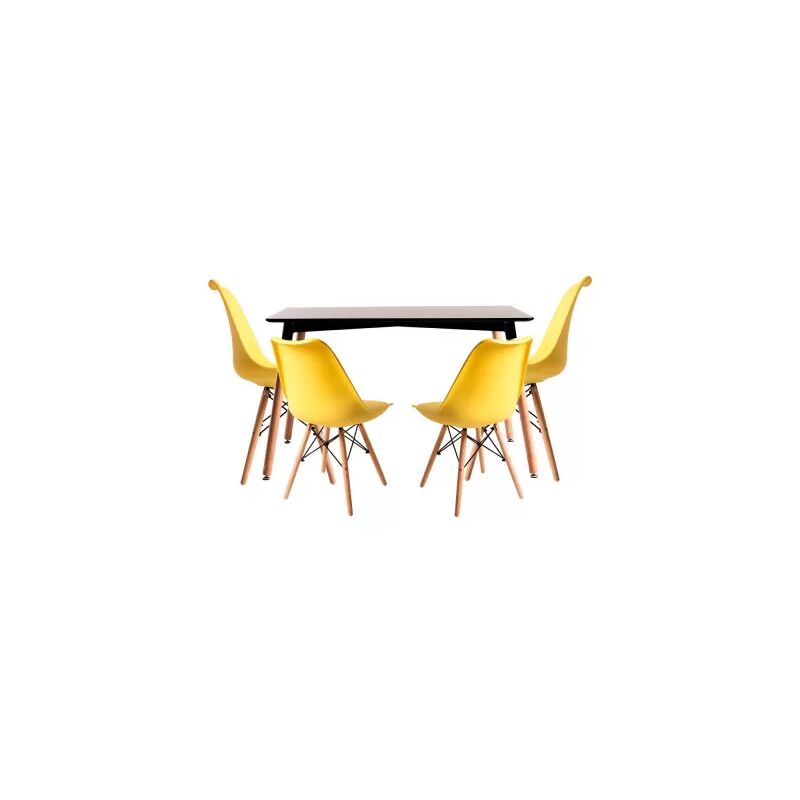 

Conjuntos - Conjunto Mesa Tower Rectangular 120 x 80 cm Negra y Pack 4 Sillas Tilsen - Amarillo