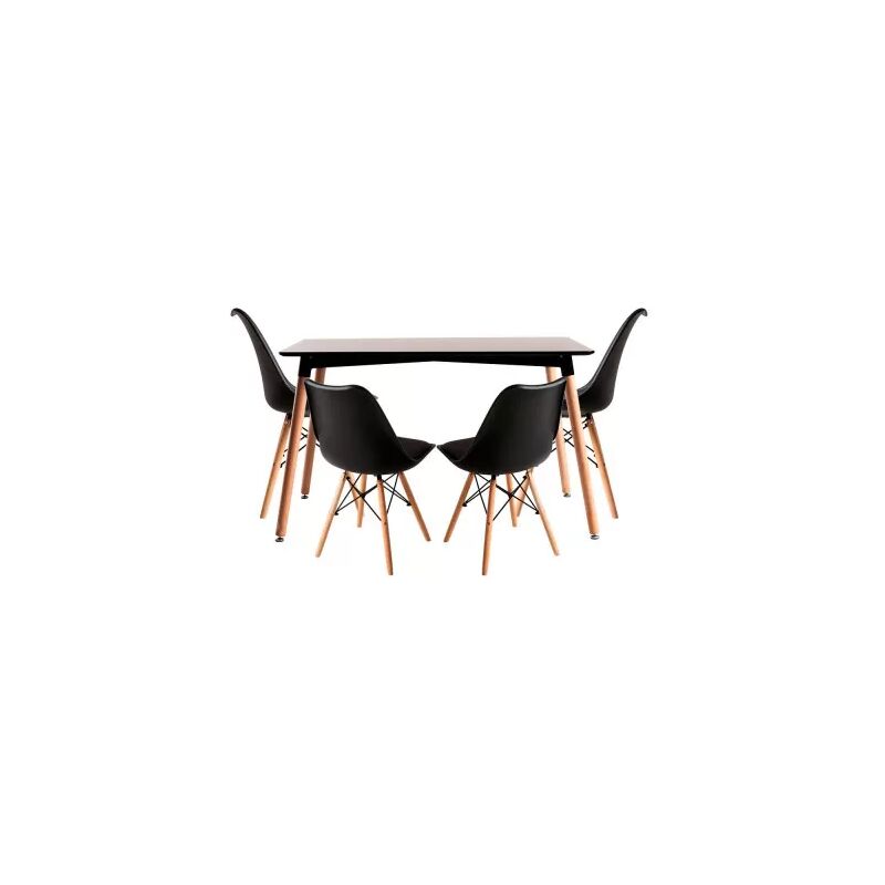 

Conjuntos - Conjunto Mesa Tower Rectangular 120 x 80 cm Negra y Pack 4 Sillas Tilsen - Negro
