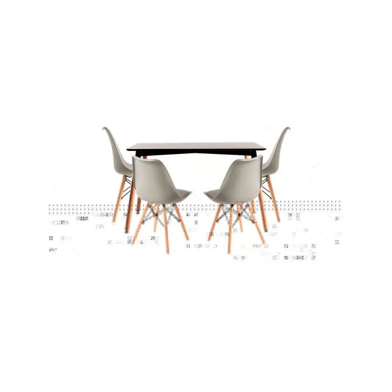 

Conjuntos - Conjunto Mesa Tower Rectangular 120 x 80 cm Negra y Pack 4 Sillas Tilsen - Gris oscuro