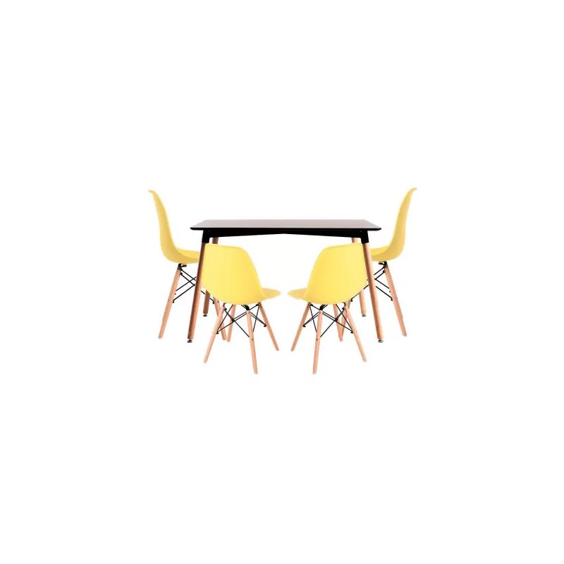 

Conjuntos - Conjunto Mesa Tower Rectangular 120 x 80 cm Negra y Pack 4 Sillas Tower Basic - Amarillo