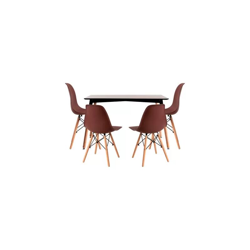 

Conjuntos - Conjunto Mesa Tower Rectangular 120 x 80 cm Negra y Pack 4 Sillas Tower Basic - Marrón