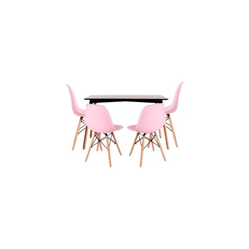 

Conjuntos - Conjunto Mesa Tower Rectangular 120 x 80 cm Negra y Pack 4 Sillas Tower Basic - Rosa