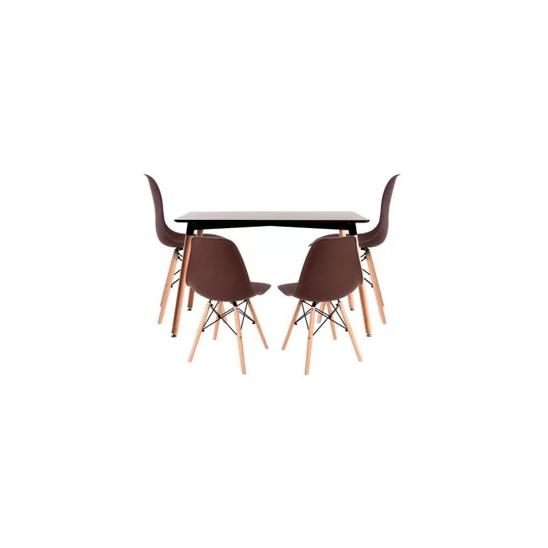 

Conjuntos - Conjunto Mesa Tower Rectangular 120 x 80 cm Negra y Pack 4 Sillas Tower Pro - Marrón
