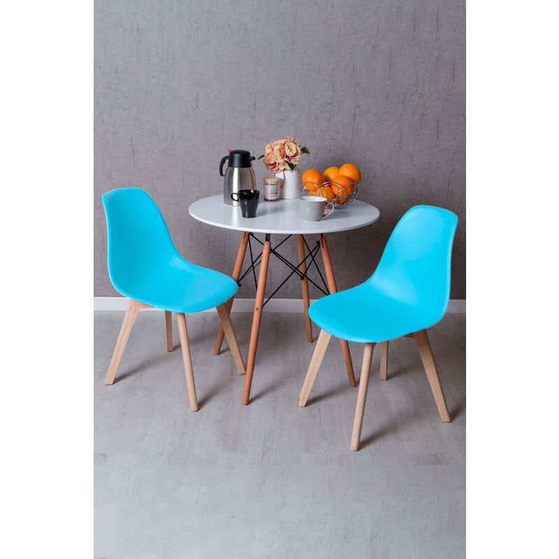 

Regalos Miguel - Conjuntos - Conjunto Mesa Tower Redonda 80 cm Blanca Tensores y Pack 2 Sillas Kelen - Azul cielo