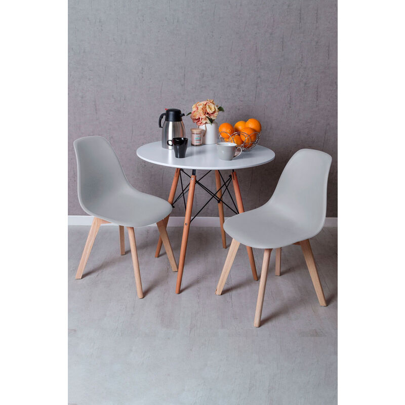 

Regalos Miguel - Conjuntos - Conjunto Mesa Tower Redonda 80 cm Blanca Tensores y Pack 2 Sillas Kelen - Gris