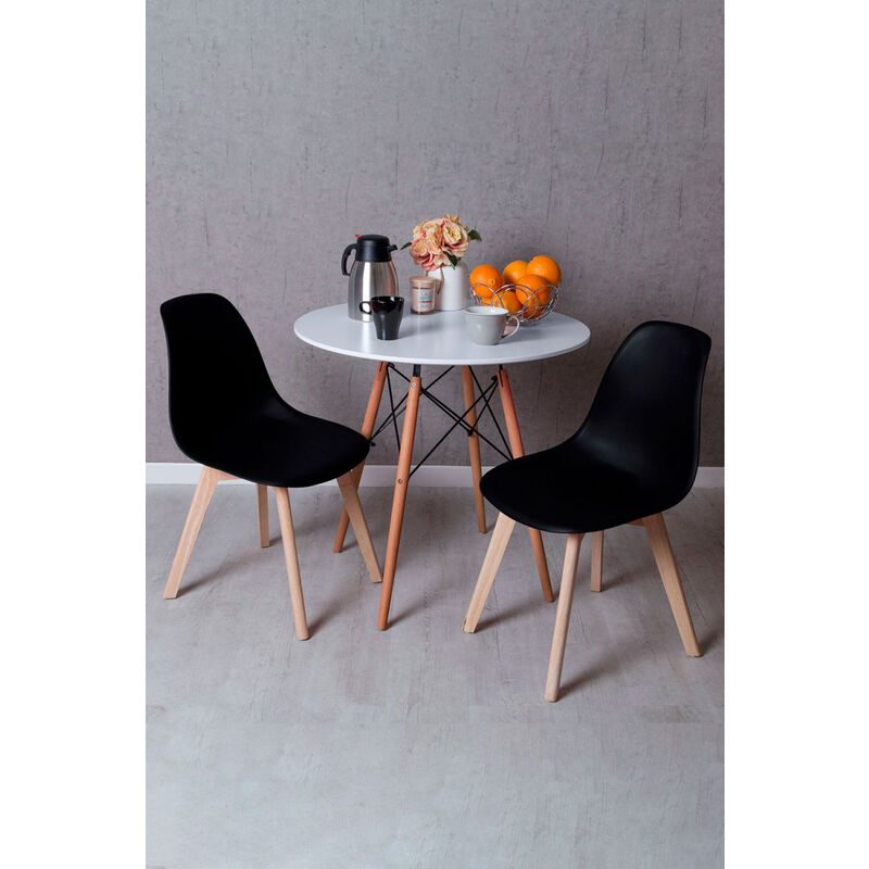 

Regalos Miguel - Conjuntos - Conjunto Mesa Tower Redonda 80 cm Blanca Tensores y Pack 2 Sillas Kelen - Negro