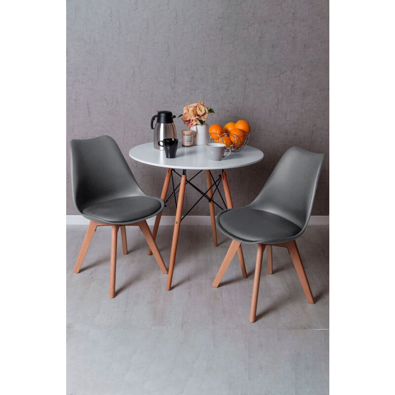 

Regalos Miguel - Conjuntos - Conjunto Mesa Tower Redonda 80 cm Blanca Tensores y Pack 2 Sillas Synk Pro - Gris