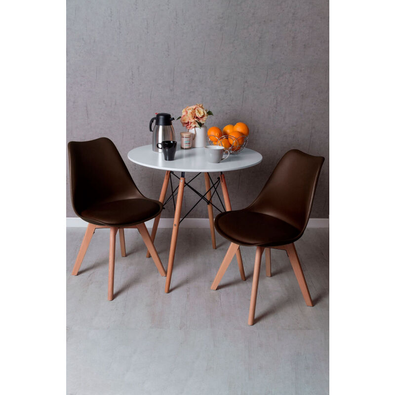 

Regalos Miguel - Conjuntos - Conjunto Mesa Tower Redonda 80 cm Blanca Tensores y Pack 2 Sillas Synk Pro - Marrón