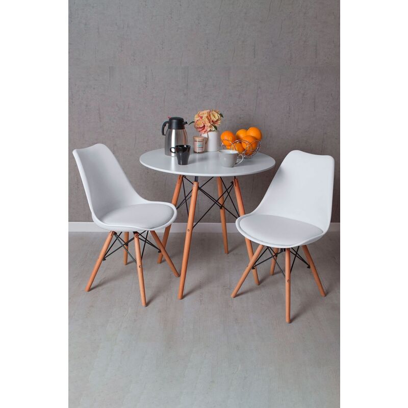 

Regalos Miguel - Conjuntos - Conjunto Mesa Tower Redonda 80 cm Blanca Tensores y Pack 2 Sillas Tilsen - Blanco