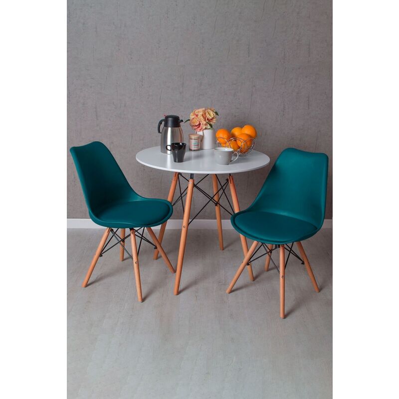 

Regalos Miguel - Conjuntos - Conjunto Mesa Tower Redonda 80 cm Blanca Tensores y Pack 2 Sillas Tilsen - Verde azulado