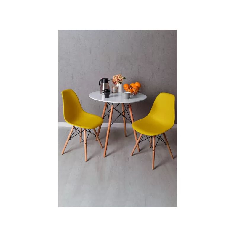 

Conjuntos - Conjunto Mesa Tower Redonda 80 cm Blanca Tensores y Pack 2 Sillas Tower Basic - Amarillo