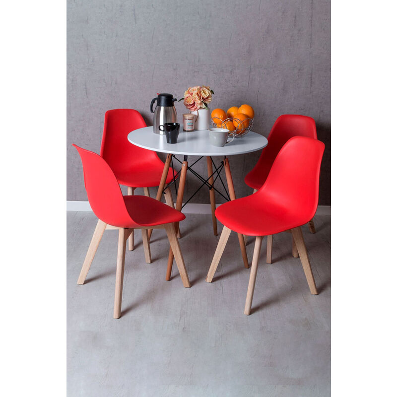 

Regalos Miguel - Conjuntos - Conjunto Mesa Tower Redonda 80 cm Blanca Tensores y Pack 4 Sillas Kelen - Rojo