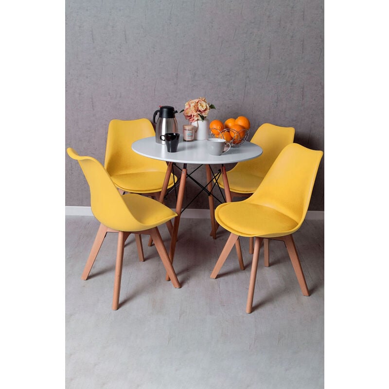 

Conjuntos - Conjunto Mesa Tower Redonda 80 cm Blanca Tensores y Pack 4 Sillas Synk Basic - Amarillo
