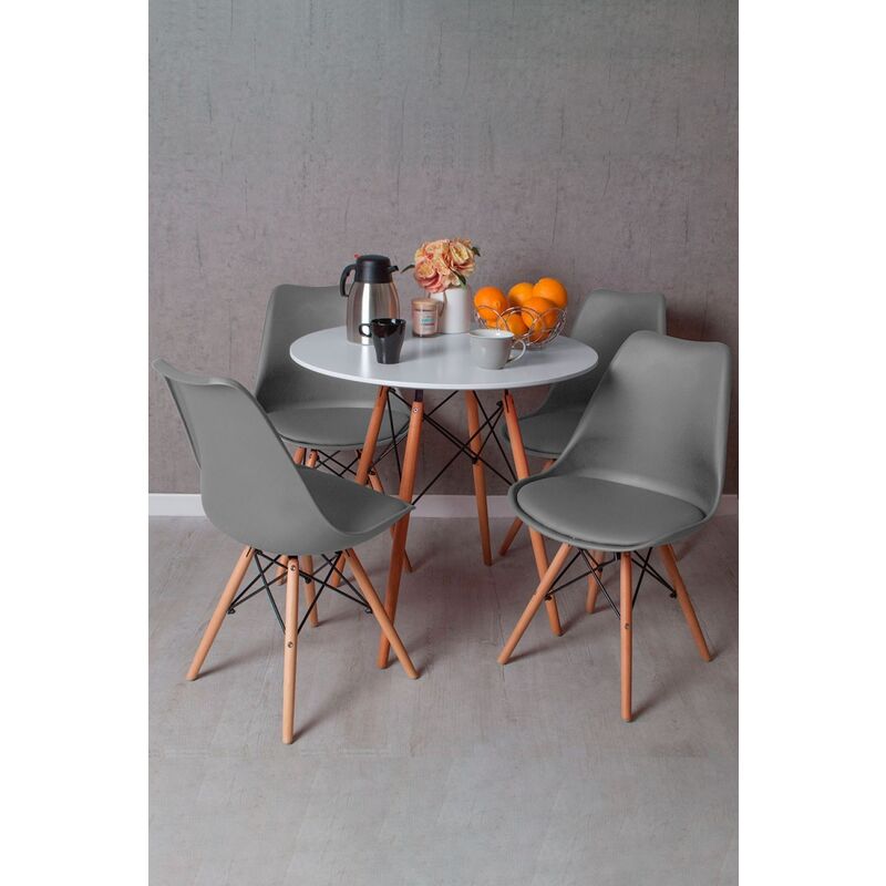 

Regalos Miguel - Conjuntos - Conjunto Mesa Tower Redonda 80 cm Blanca Tensores y Pack 4 Sillas Tilsen - Gris