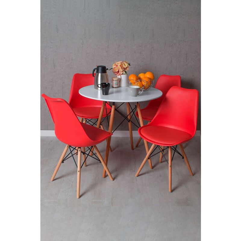 

Regalos Miguel - Conjuntos - Conjunto Mesa Tower Redonda 80 cm Blanca Tensores y Pack 4 Sillas Tilsen - Rojo