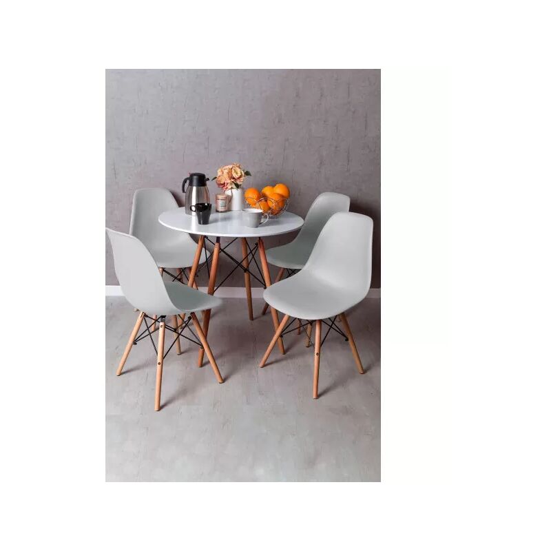 

Regalos Miguel - Conjuntos - Conjunto Mesa Tower Redonda 80 cm Blanca Tensores y Pack 4 Sillas Tower Basic - Gris