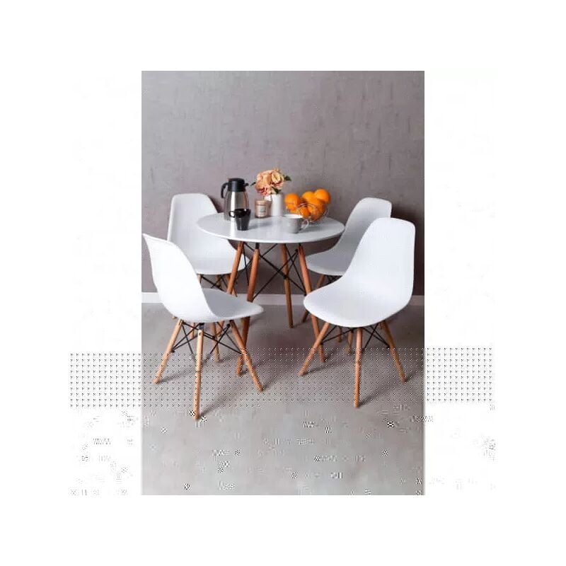 

Regalos Miguel - Conjuntos - Conjunto Mesa Tower Redonda 80 cm Blanca Tensores y Pack 4 Sillas Tower Basic - Blanco