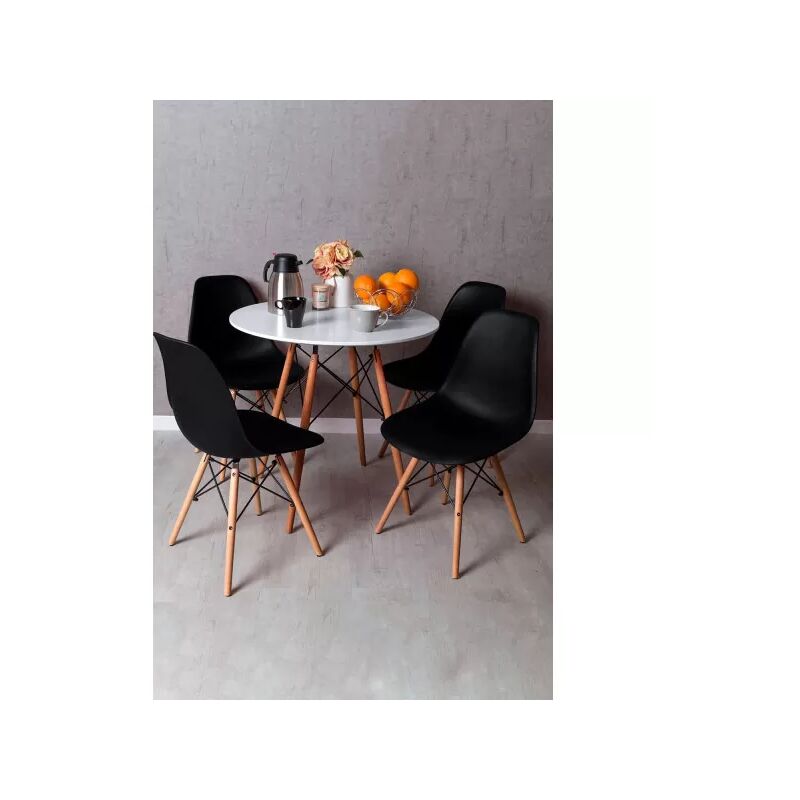 

Regalos Miguel - Conjuntos - Conjunto Mesa Tower Redonda 80 cm Blanca Tensores y Pack 4 Sillas Tower Basic - Negro