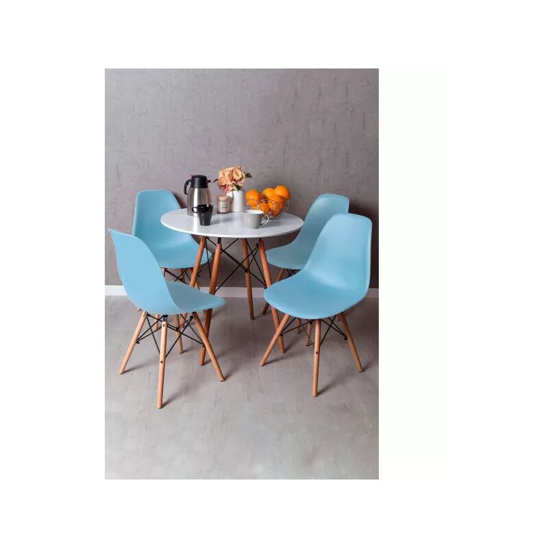 

Regalos Miguel - Conjuntos - Conjunto Mesa Tower Redonda 80 cm Blanca Tensores y Pack 4 Sillas Tower Basic - Azul claro
