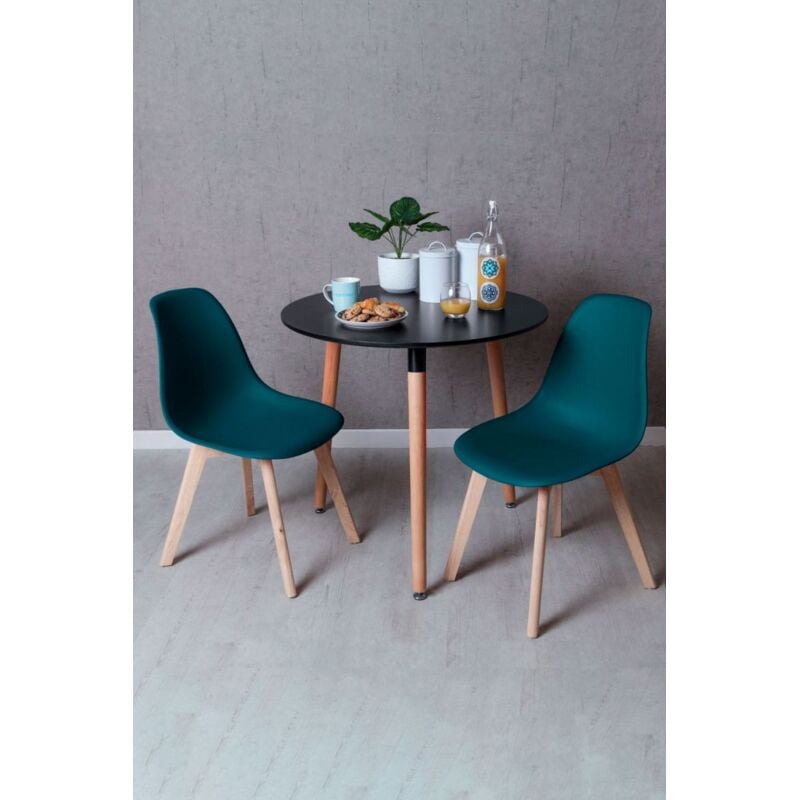 

Regalos Miguel - Conjuntos - Conjunto Mesa Tower Redonda 80 cm Negra y Pack 2 Sillas Kelen - Verde azulado