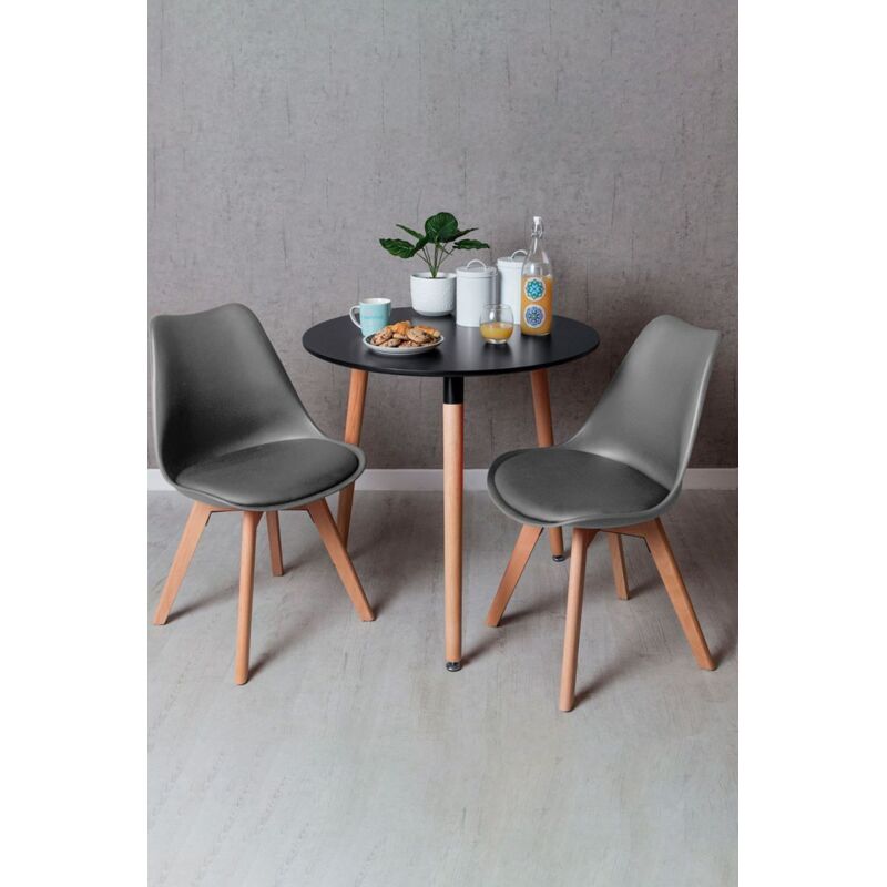 

Regalos Miguel - Conjuntos - Conjunto Mesa Tower Redonda 80 cm Negra y Pack 2 Sillas Synk Basic - Gris