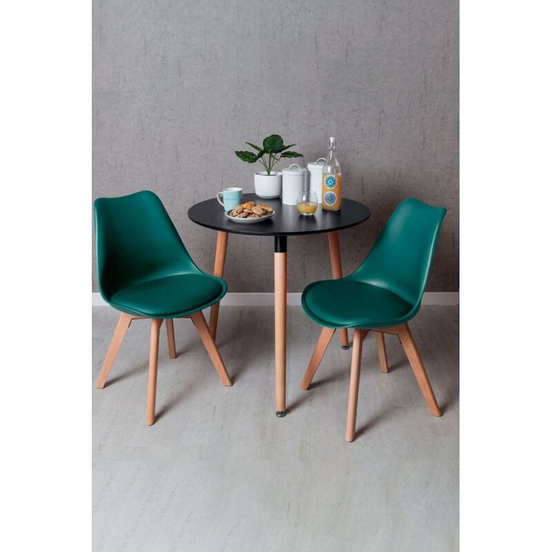

Regalos Miguel - Conjuntos - Conjunto Mesa Tower Redonda 80 cm Negra y Pack 2 Sillas Synk Basic - Verde azulado