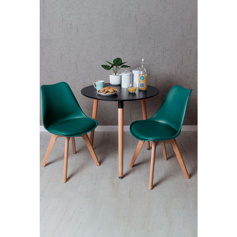 

Regalos Miguel - Conjuntos - Conjunto Mesa Tower Redonda 80 cm Negra y Pack 2 Sillas Synk Pro - Verde azulado