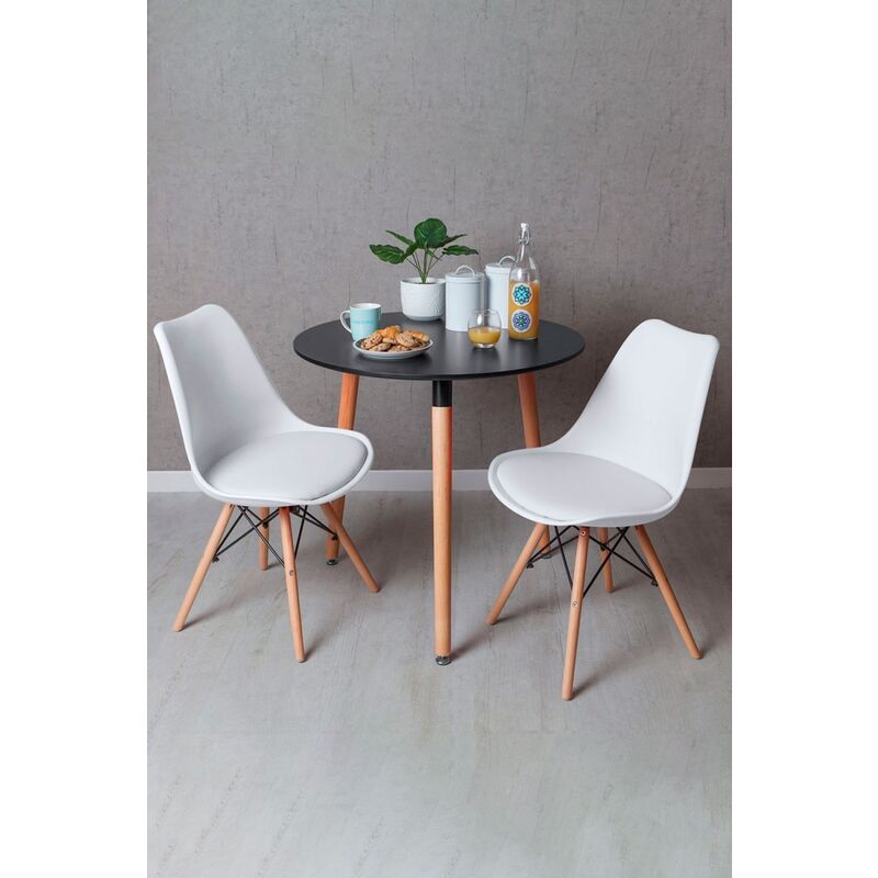 

Regalos Miguel - Conjuntos - Conjunto Mesa Tower Redonda 80 cm Negra y Pack 2 Sillas Tilsen - Blanco