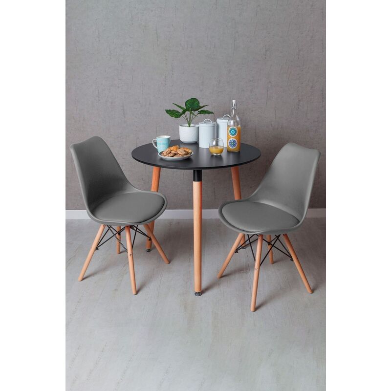 

Regalos Miguel - Conjuntos - Conjunto Mesa Tower Redonda 80 cm Negra y Pack 2 Sillas Tilsen - Gris