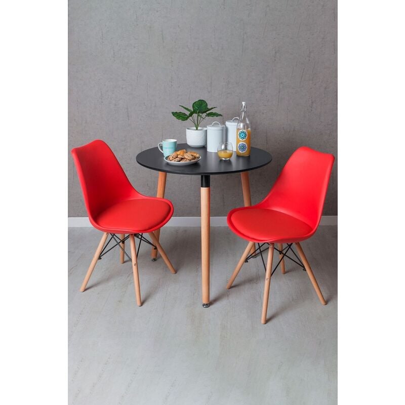 

Regalos Miguel - Conjuntos - Conjunto Mesa Tower Redonda 80 cm Negra y Pack 2 Sillas Tilsen - Rojo