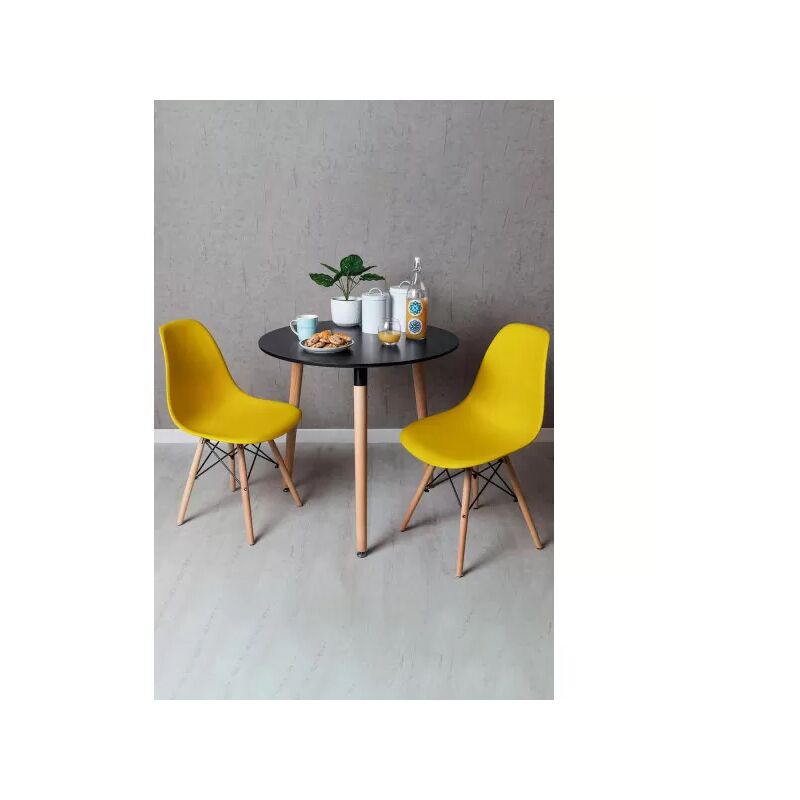 

Conjuntos - Conjunto Mesa Tower Redonda 80 cm Negra y Pack 2 Sillas Tower Basic - Amarillo