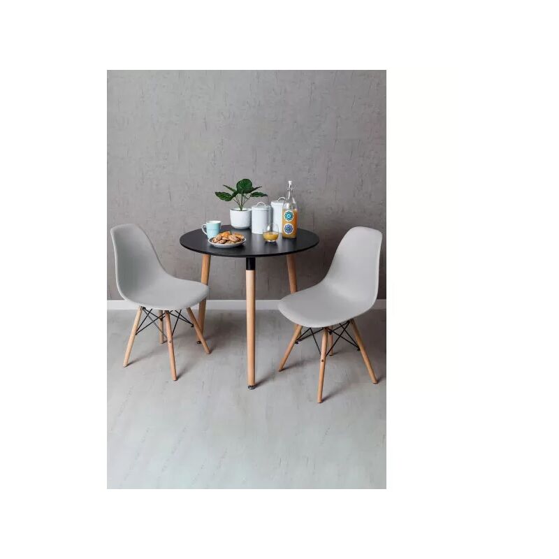 

Conjuntos - Conjunto Mesa Tower Redonda 80 cm Negra y Pack 2 Sillas Tower Basic - Gris