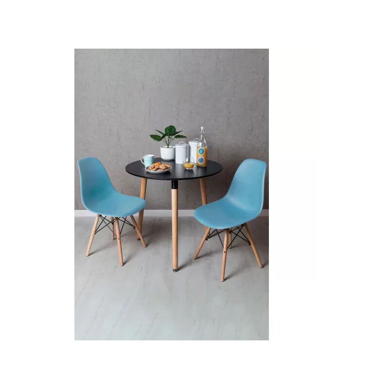 

Conjuntos - Conjunto Mesa Tower Redonda 80 cm Negra y Pack 2 Sillas Tower Basic - Azul claro