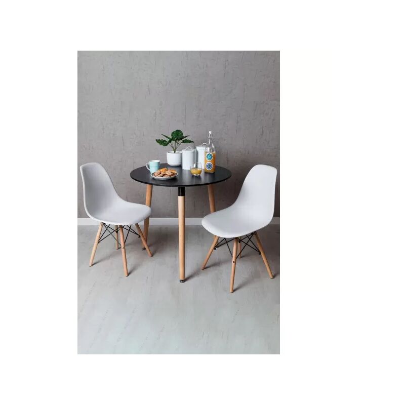 

Conjuntos - Conjunto Mesa Tower Redonda 80 cm Negra y Pack 2 Sillas Tower Basic - Blanco