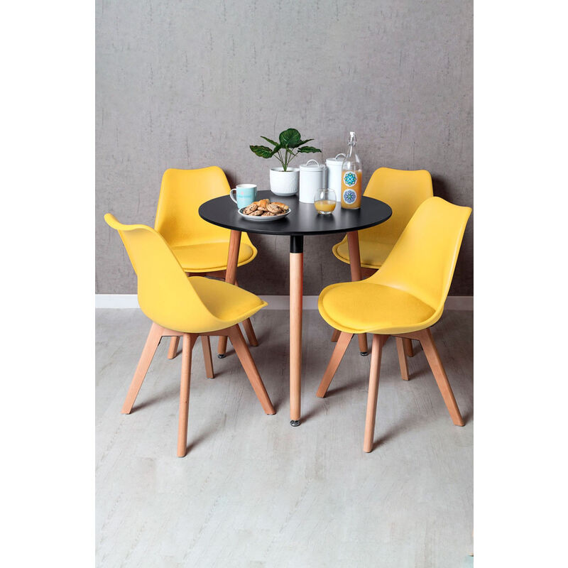 

Regalos Miguel - Conjuntos - Conjunto Mesa Tower Redonda 80 cm Negra y Pack 4 Sillas Synk Pro - Amarillo