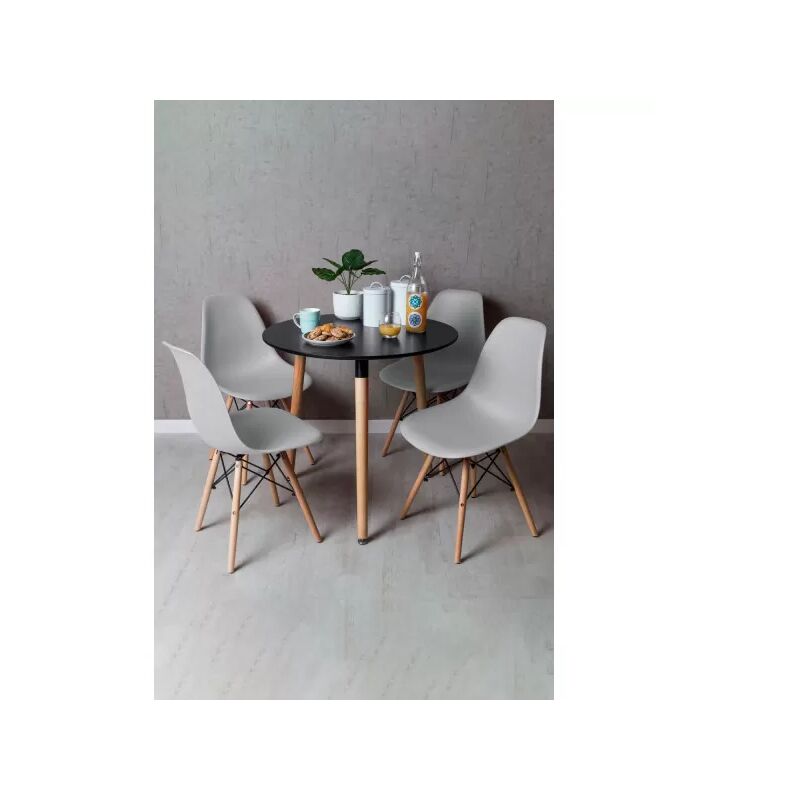 

Regalos Miguel - Conjuntos - Conjunto Mesa Tower Redonda 80 cm Negra y Pack 4 Sillas Tower Basic - Gris