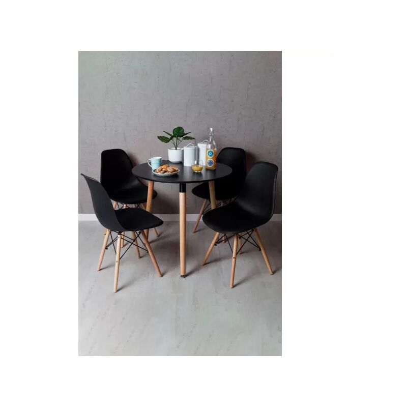 

Regalos Miguel - Conjuntos - Conjunto Mesa Tower Redonda 80 cm Negra y Pack 4 Sillas Tower Basic - Negro