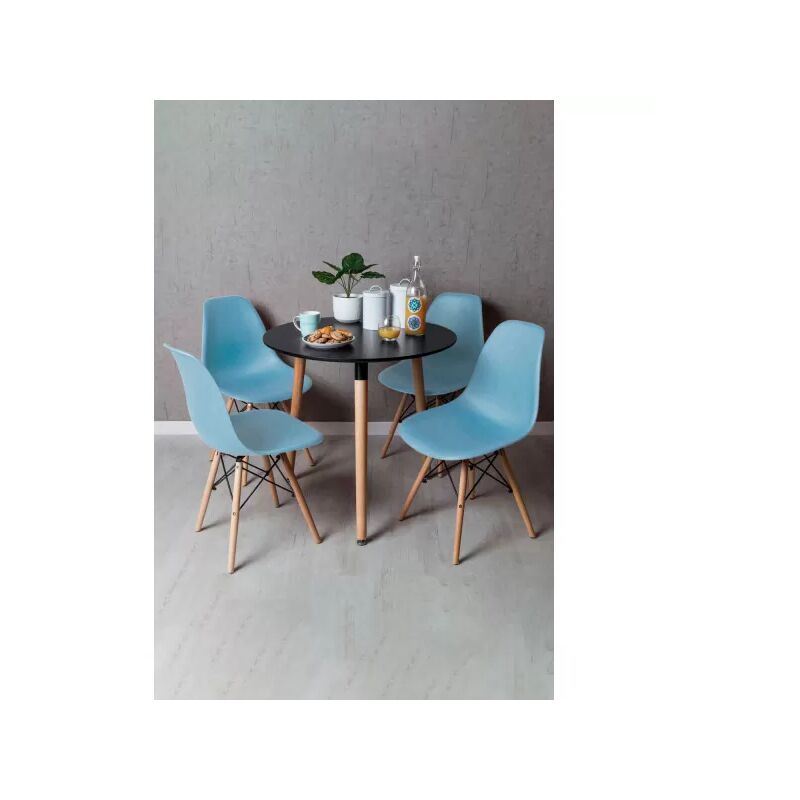 

Regalos Miguel - Conjuntos - Conjunto Mesa Tower Redonda 80 cm Negra y Pack 4 Sillas Tower Basic - Azul claro