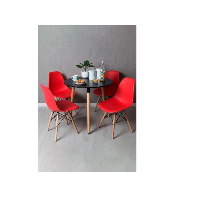 

Conjuntos - Conjunto Mesa Tower Redonda 80 cm Negra y Pack 4 Sillas Tower Pro - Rojo