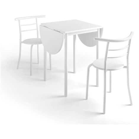 Conjunto mesa y 2 sillas María acabado blanco.